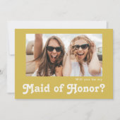 Retro Beach Gold Photo Maid of Honor proposal Kaar Kaart (Voorkant)