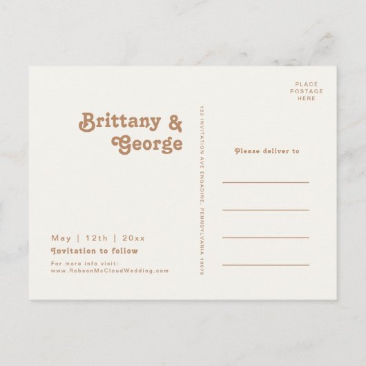 Retro Beach | Gold Photo Save the Date Uitnodiging Briefkaart (Achterkant)