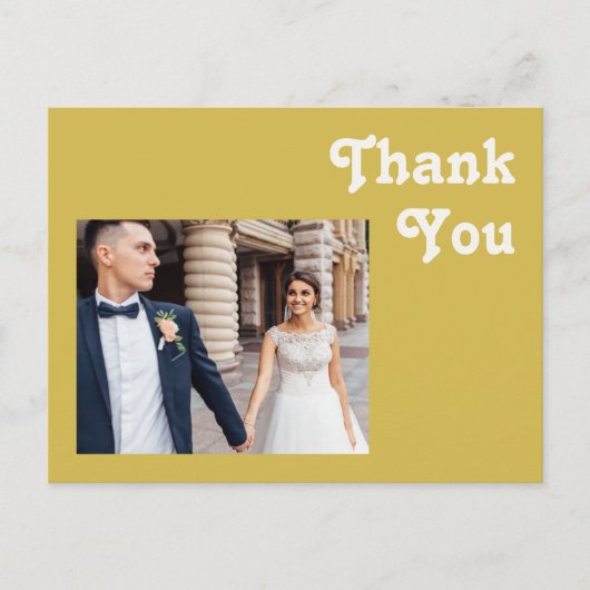 Retro Beach | Gold Photo Wedding Hartelijk dank Briefkaart (Voorkant)