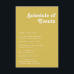 Retro Beach | Gold Schedule of Events Informatiekaartje<br><div class="desc">Dit retro strand | Goud programma van evenementen, een omhullingskaart is perfect voor je eenvoudige , kleurrijke tropische boho-bruiloft. Het unieke bohemische middeleeuwse lettertype geeft dit ontwerp een klassiek, minimalistisch hippiebeeld. Stel dat je op zoek bent naar een design dat heldere, rustige oceaankleuren bevat voor je creatieve 70's strandbruiloft. In...</div>