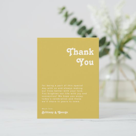 Retro Beach | Gold Table Hartelijk dank Briefkaart (Staand voorkant)