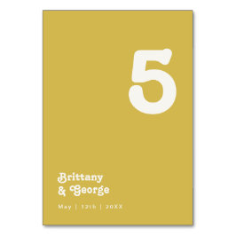 Retro Beach | Gold Table Number Kaart
