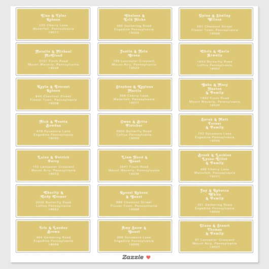 Retro Beach | Gold Wedding Guest Address Sticker (Vel)