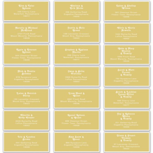 Retro Beach | Gold Wedding Guest Address Sticker (Voorkant)