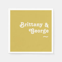 Retro Beach | Gold Wedding Napkins