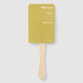 Retro Beach | Gold Wedding Program Hand Fan Handwaaier (Voorkant)