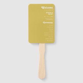 Retro Beach | Gold Wedding Program Hand Fan Handwaaier