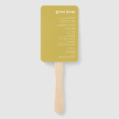 Retro Beach | Gold Wedding Program Hand Fan Handwaaier (Achterkant)