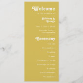 Retro Beach | Gold Wedding-programma Programmakaart (Voorkant)