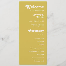 Retro Beach | Gold Wedding-programma Programmakaart