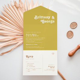 Retro Beach | Goud Stempel en Stuur alles in één u All In One Uitnodiging
