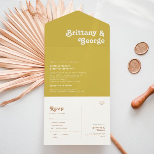 Retro Beach | Goud Stempel en Stuur alles in één u All In One Uitnodiging