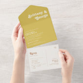 Retro Beach | Goud Stempel en Stuur alles in één u All In One Uitnodiging (Afscheurbaar)