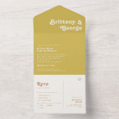 Retro Beach | Goud Stempel en Stuur alles in één u All In One Uitnodiging (Binnen)