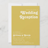 Retro Beach | Gouden Huwelijksreceptie Uitnodiging (Voorkant)