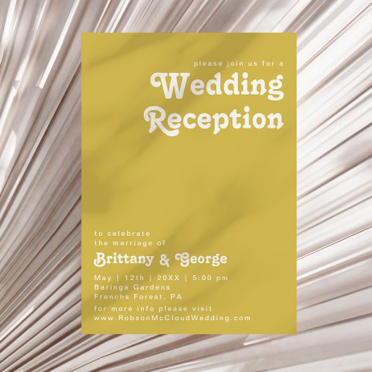 Retro Beach | Gouden Huwelijksreceptie Uitnodiging