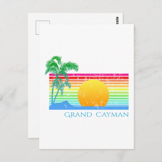 Retro Beach Grand Cayman Briefkaart (Voorkant / Achterkant)