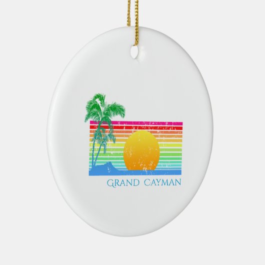 Retro Beach Grand Cayman Keramisch Ornament (Rechts)