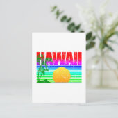 Retro Beach Hawaii Sunset Briefkaart (Staand voorkant)