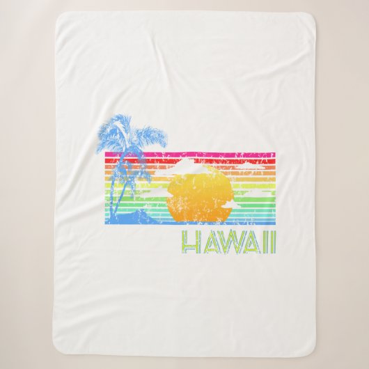 Retro Beach Hawaii Sunset Sherpa Deken (Voorkant)