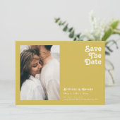 Retro Beach | Horizontaal gouden foto's besparen d Save The Date (Staand voorkant)