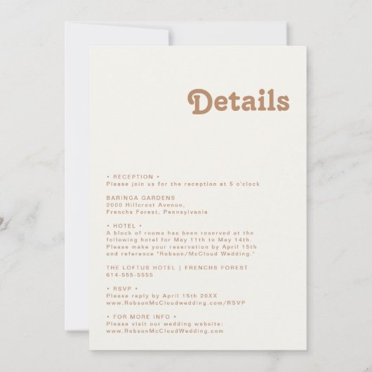 Retro Beach | Ivory all in one Wedding Kaart (Achterkant)