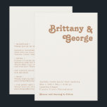 Retro Beach | Ivory all in one Wedding Kaart<br><div class="desc">Dit retro strand | Iivoor all-in-one huwelijksuitnodiging is perfect voor je eenvoudige , kleurrijke tropische boho zomerbruiloft. Het unieke bohemische middeleeuwse lettertype geeft dit ontwerp een klassiek, minimalistisch hippiebeeld. Stel dat je op zoek bent naar een design dat heldere, rustige oceaankleuren bevat voor je creatieve 70's strandbruiloft. In dat hoesje...</div>