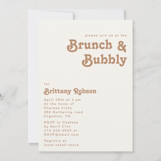 Retro Beach | Ivory Brunch en Bubble Invitation Kaart (Voorkant)