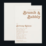 Retro Beach | Ivory Brunch en Bubble Invitation Kaart<br><div class="desc">Dit retro strand | ivoren brunch en brute uitnodiging zijn perfect voor je eenvoudige , kleurrijke tropische boho zomerbrunch en bubbly douche. Het unieke bohemische middeleeuwse lettertype geeft dit ontwerp een klassiek, minimalistisch hippiebeeld. Stel dat je op zoek bent naar een design dat heldere, rustige oceaankleuren bevat voor je creatieve...</div>