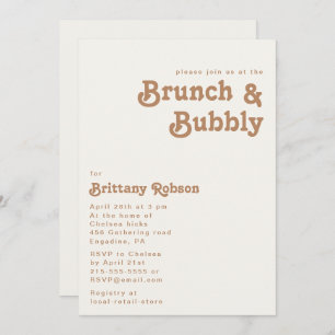 Retro Beach   Ivory Brunch en Bubble Invitation Kaart