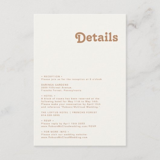 Retro Beach | Ivory Details Enclosure Card Informatiekaartje (Voorkant)