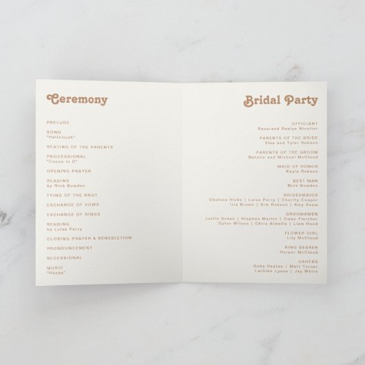 Retro Beach | Ivory Folded Wedding Programme Programma (Binnen)