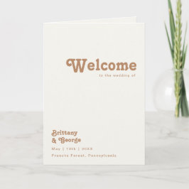 Retro Beach | Ivory Folded Wedding Programme Programma