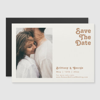 Retro Beach | Ivory Horizontal Save the Date Magnetische Uitnodiging