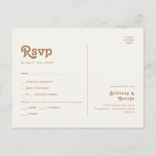 Retro Beach | Ivory Menu Choice RSVP Briefkaart (Achterkant)