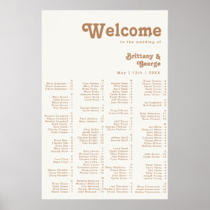 Retro Beach Ivory-Poster voor alfabetische zitpl Poster