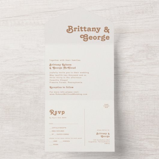 Retro Beach | Ivory Seal and Send All In One Uitnodiging (Binnen)