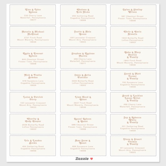 Retro Beach | Ivory Wedding Guest Address Sticker (Vel)