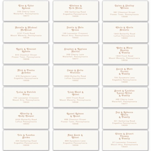 Retro Beach | Ivory Wedding Guest Address Sticker (Voorkant)