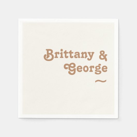 Retro Beach | Ivory Wedding Napkins Servet (Voorkant)