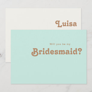 Retro Beach   Kaart Aqua Bridesmaid-voorstel