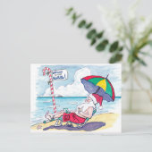 Retro Beach Kerstman Kerstmis Feestdagenkaart (Staand voorkant)