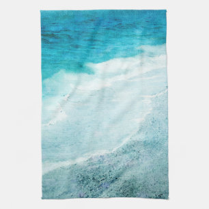 Retro Beach - kustvisserij Blauwgroen Blauwe Oceaa Theedoek