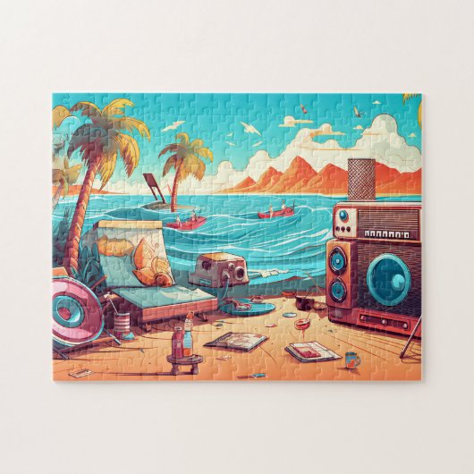 Retro Beach Legpuzzel (Horizontaal)