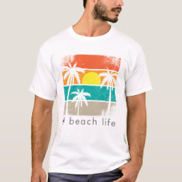 Retro Beach Life, wit silhouet T-shirt