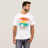 Retro Beach Life, wit silhouet T-shirt (Voorkant volledig)