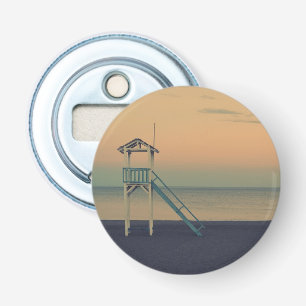 Retro Beach Lifeguard Tower zonsondergang Button Flesopener