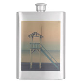 Retro Beach Lifeguard Tower zonsondergang Flacon (Voorkant)