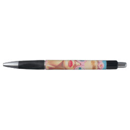 Retro Beach Meisje met Bloemen Zonnebril Pen