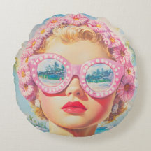 Retro Beach Meisje met Bloemen Zonnebril